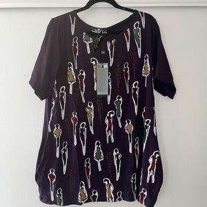 Maxlive Women's Purple Fashion Print Tunic Top W/Pockets Size XL  NWT